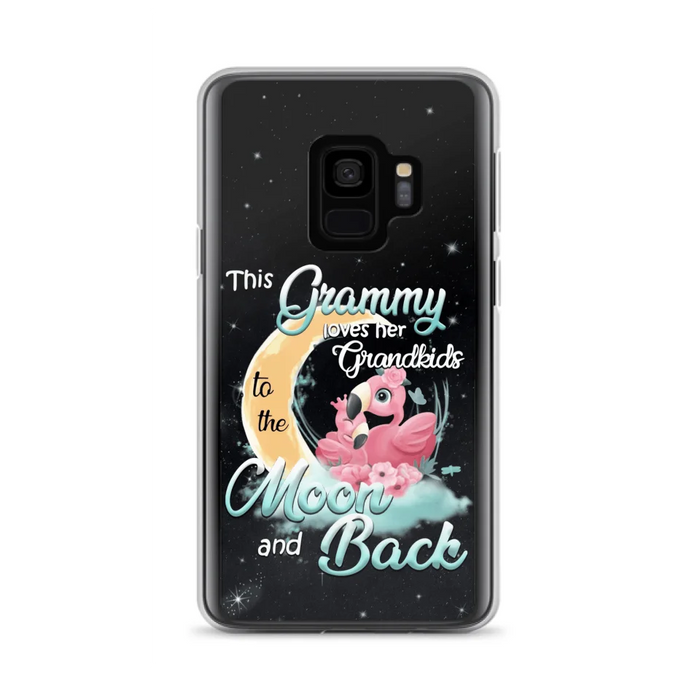 Custom Personalized Grandma Flamingo Phone Case - This Grammy Loves Her Grandkids To The Moon And Back - For iPhone And Samsung Phone Case - HWDFYR