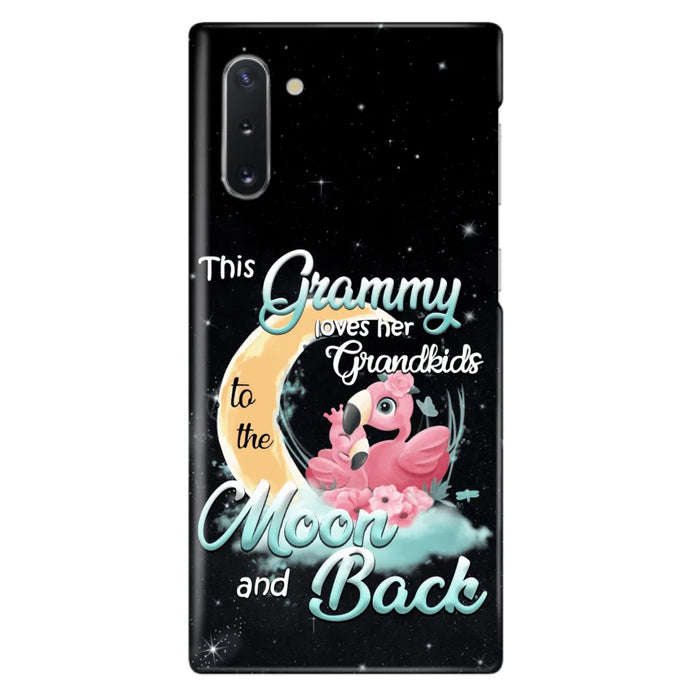 Custom Personalized Grandma Flamingo Phone Case - This Grammy Loves Her Grandkids To The Moon And Back - For iPhone And Samsung Phone Case - HWDFYR