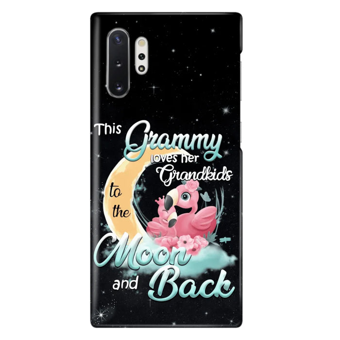 Custom Personalized Grandma Flamingo Phone Case - This Grammy Loves Her Grandkids To The Moon And Back - For iPhone And Samsung Phone Case - HWDFYR