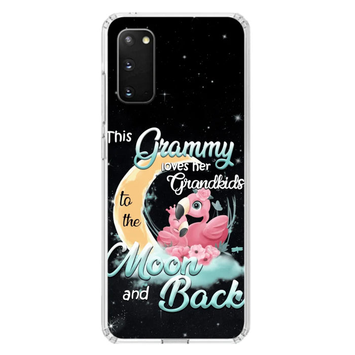 Custom Personalized Grandma Flamingo Phone Case - This Grammy Loves Her Grandkids To The Moon And Back - For iPhone And Samsung Phone Case - HWDFYR