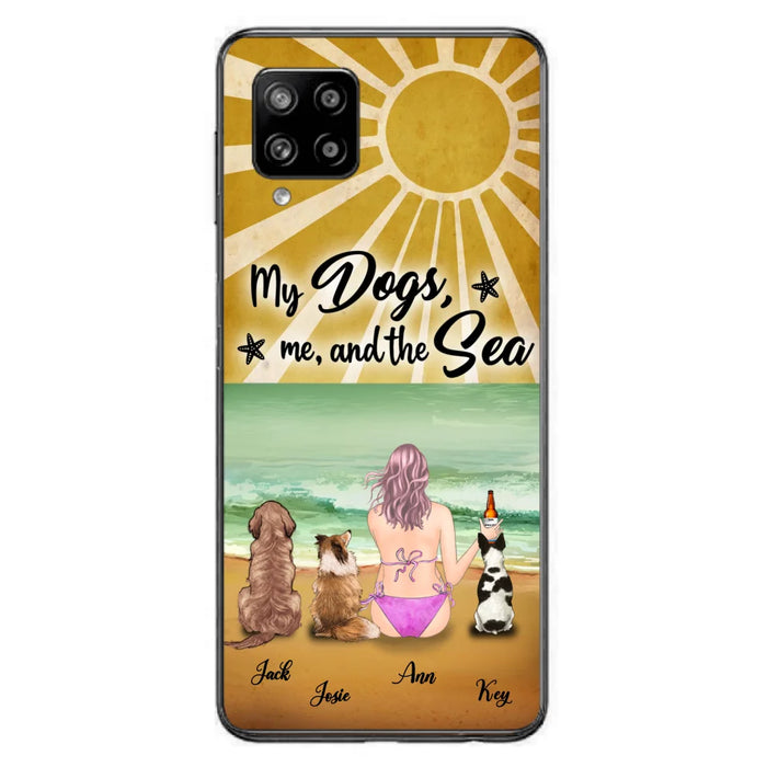 Custom Personalized Dog Mom Phone Case - Gifts For Dog Lovers With Upto 3 Dogs - My Dogs,Me And The Sea