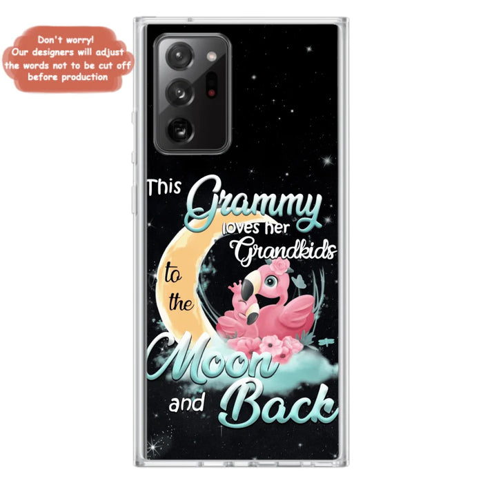 Custom Personalized Grandma Flamingo Phone Case - This Grammy Loves Her Grandkids To The Moon And Back - For iPhone And Samsung Phone Case - HWDFYR