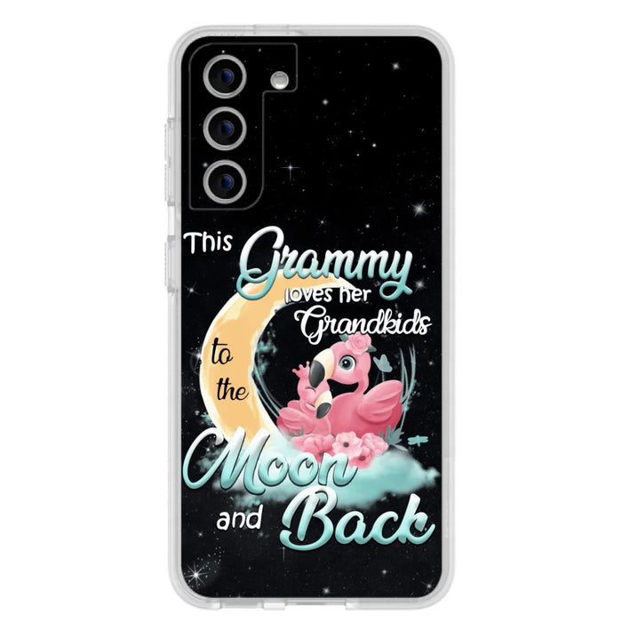 Custom Personalized Grandma Flamingo Phone Case - This Grammy Loves Her Grandkids To The Moon And Back - For iPhone And Samsung Phone Case - HWDFYR