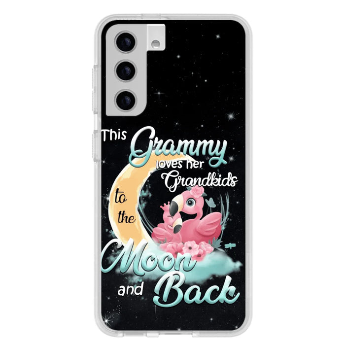 Custom Personalized Grandma Flamingo Phone Case - This Grammy Loves Her Grandkids To The Moon And Back - For iPhone And Samsung Phone Case - HWDFYR