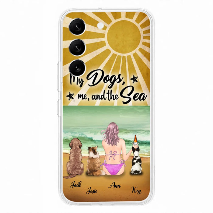 Custom Personalized Dog Mom Phone Case - Gifts For Dog Lovers With Upto 3 Dogs - My Dogs,Me And The Sea