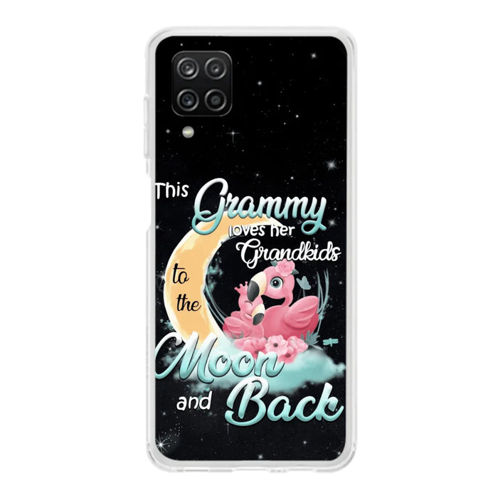 Custom Personalized Grandma Flamingo Phone Case - This Grammy Loves Her Grandkids To The Moon And Back - For iPhone And Samsung Phone Case - HWDFYR