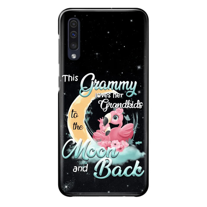 Custom Personalized Grandma Flamingo Phone Case - This Grammy Loves Her Grandkids To The Moon And Back - For iPhone And Samsung Phone Case - HWDFYR