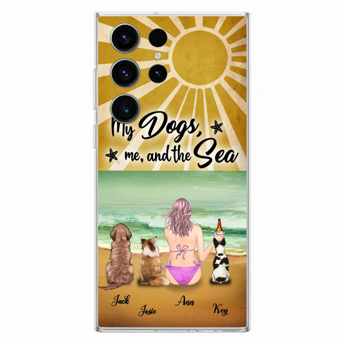 Custom Personalized Dog Mom Phone Case - Gifts For Dog Lovers With Upto 3 Dogs - My Dogs,Me And The Sea