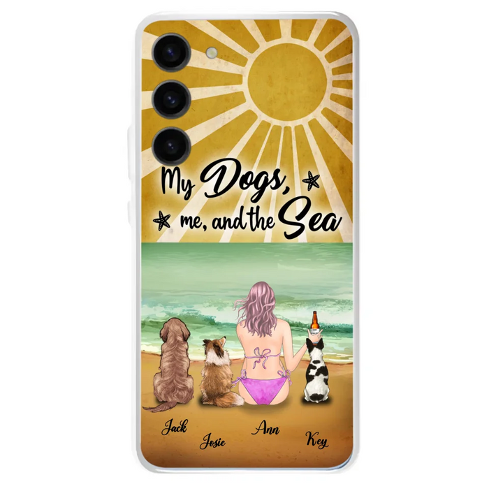 Custom Personalized Dog Mom Phone Case - Gifts For Dog Lovers With Upto 3 Dogs - My Dogs,Me And The Sea