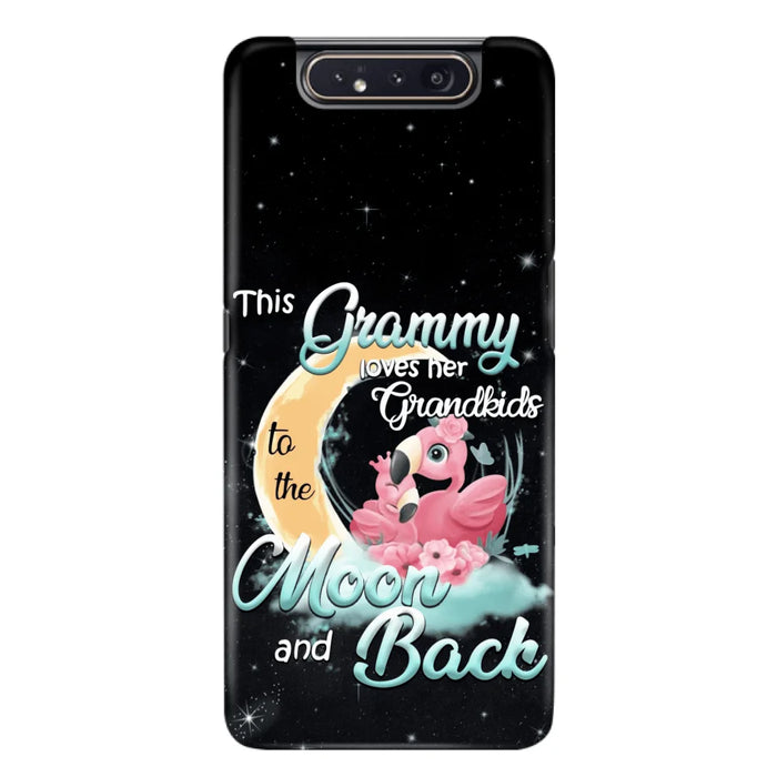 Custom Personalized Grandma Flamingo Phone Case - This Grammy Loves Her Grandkids To The Moon And Back - For iPhone And Samsung Phone Case - HWDFYR