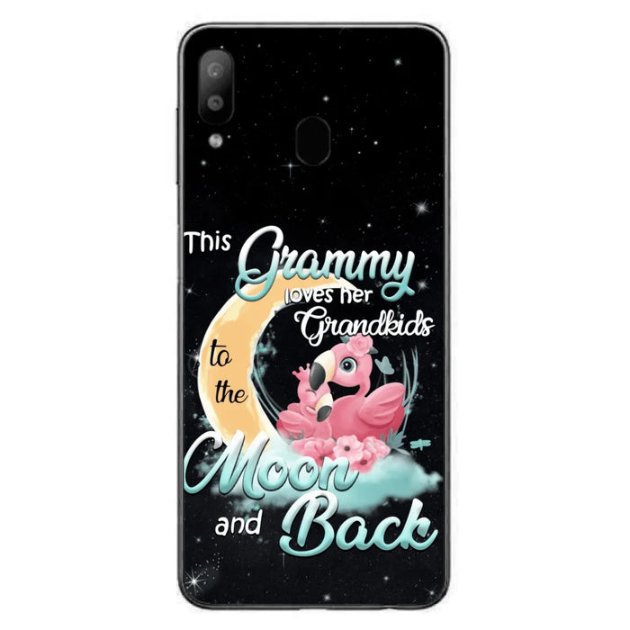 Custom Personalized Grandma Flamingo Phone Case - This Grammy Loves Her Grandkids To The Moon And Back - For iPhone And Samsung Phone Case - HWDFYR