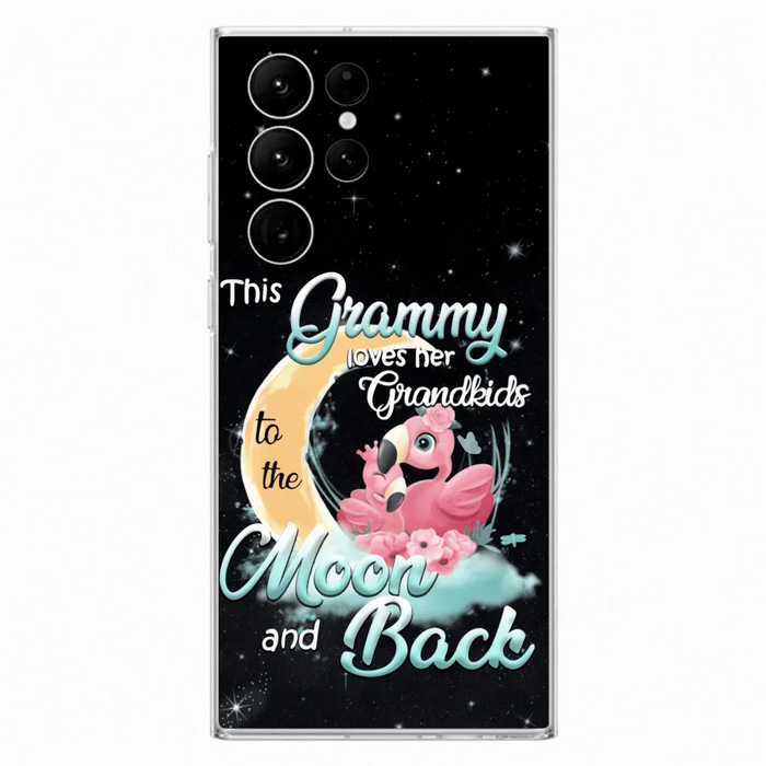 Custom Personalized Grandma Flamingo Phone Case - This Grammy Loves Her Grandkids To The Moon And Back - For iPhone And Samsung Phone Case - HWDFYR