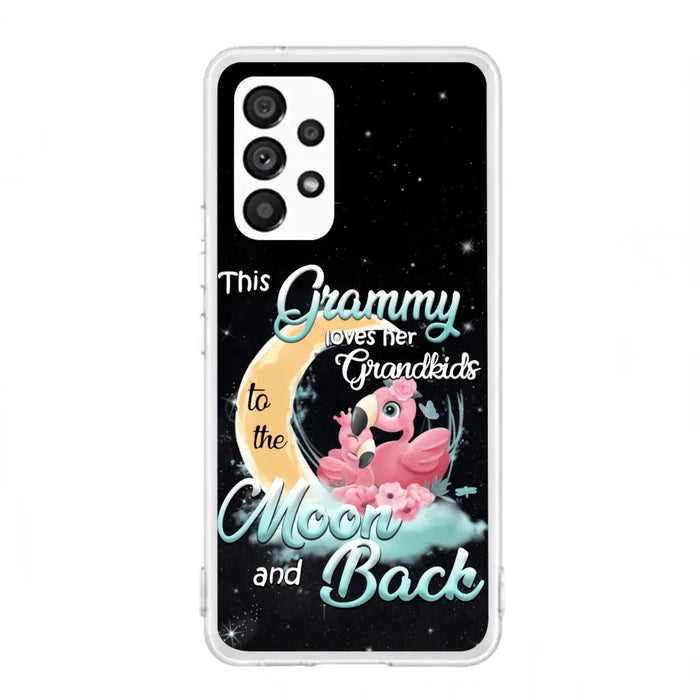 Custom Personalized Grandma Flamingo Phone Case - This Grammy Loves Her Grandkids To The Moon And Back - For iPhone And Samsung Phone Case - HWDFYR