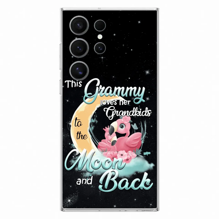 Custom Personalized Grandma Flamingo Phone Case - This Grammy Loves Her Grandkids To The Moon And Back - For iPhone And Samsung Phone Case - HWDFYR