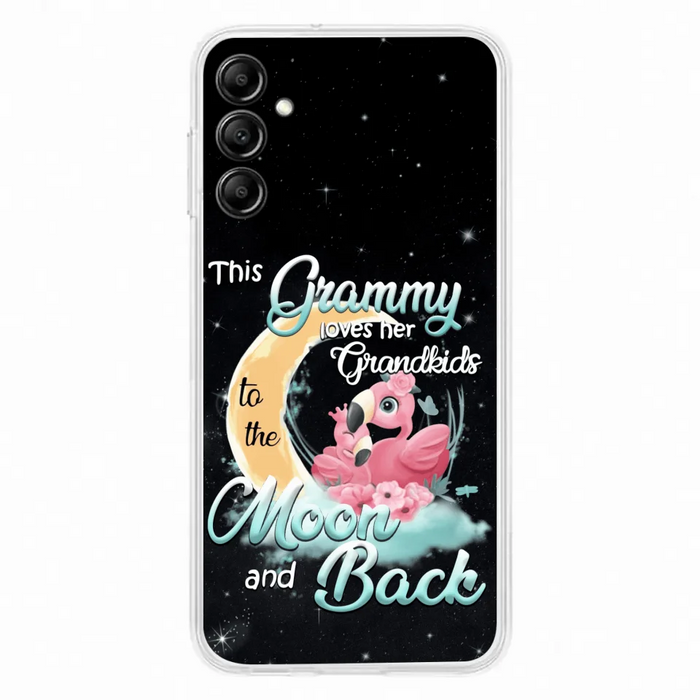 Custom Personalized Grandma Flamingo Phone Case - This Grammy Loves Her Grandkids To The Moon And Back - For iPhone And Samsung Phone Case - HWDFYR