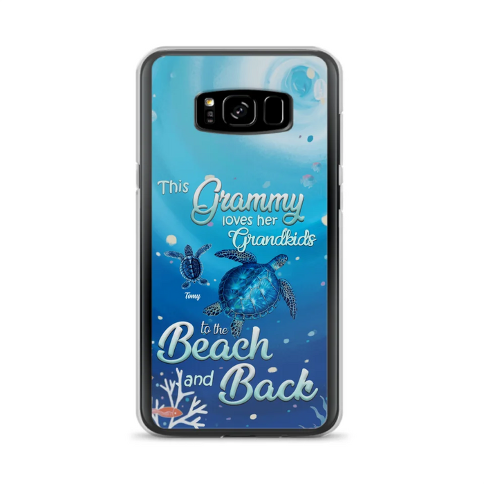 Custom Personalized Grandma Turtle Phone Case - Upto 6 Turtles - This Grammy Loves Her Grandkids To The Beach And Back - For iPhone And Samsung Phone Case - HWDFYR