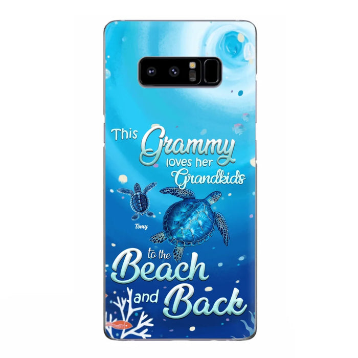 Custom Personalized Grandma Turtle Phone Case - Upto 6 Turtles - This Grammy Loves Her Grandkids To The Beach And Back - For iPhone And Samsung Phone Case - HWDFYR