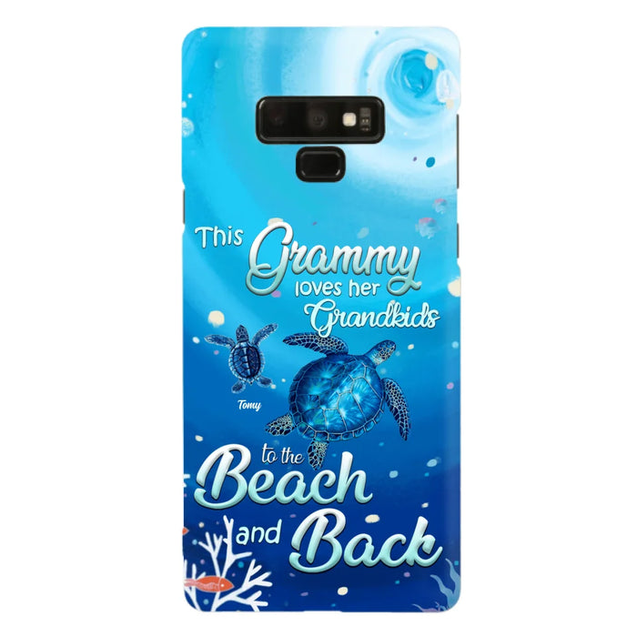 Custom Personalized Grandma Turtle Phone Case - Upto 6 Turtles - This Grammy Loves Her Grandkids To The Beach And Back - For iPhone And Samsung Phone Case - HWDFYR