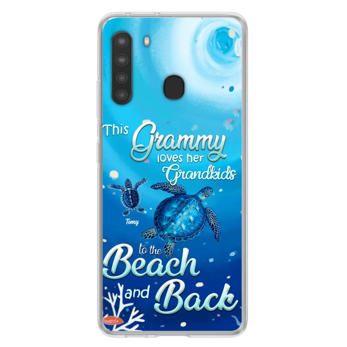 Custom Personalized Grandma Turtle Phone Case - Upto 6 Turtles - This Grammy Loves Her Grandkids To The Beach And Back - For iPhone And Samsung Phone Case - HWDFYR