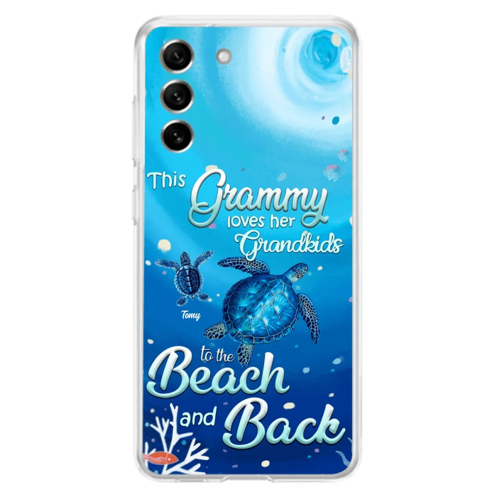 Custom Personalized Grandma Turtle Phone Case - Upto 6 Turtles - This Grammy Loves Her Grandkids To The Beach And Back - For iPhone And Samsung Phone Case - HWDFYR