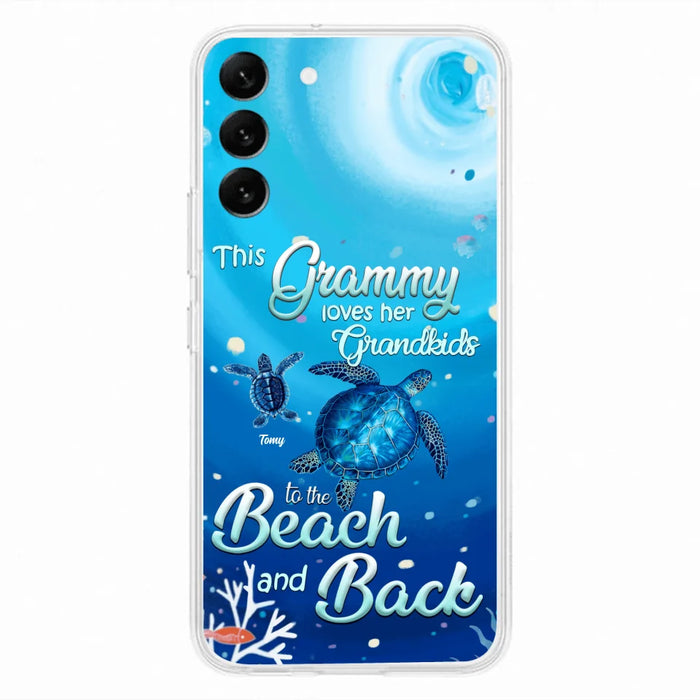 Custom Personalized Grandma Turtle Phone Case - Upto 6 Turtles - This Grammy Loves Her Grandkids To The Beach And Back - For iPhone And Samsung Phone Case - HWDFYR