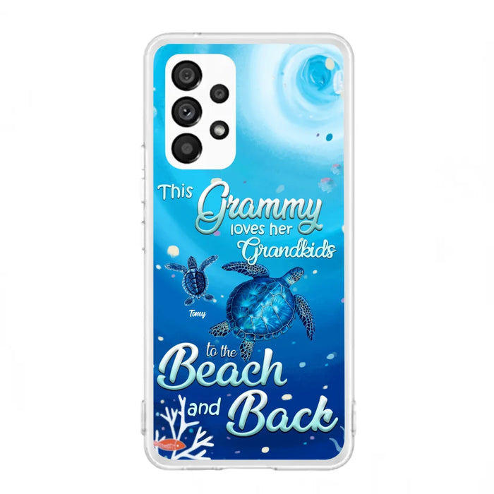 Custom Personalized Grandma Turtle Phone Case - Upto 6 Turtles - This Grammy Loves Her Grandkids To The Beach And Back - For iPhone And Samsung Phone Case - HWDFYR