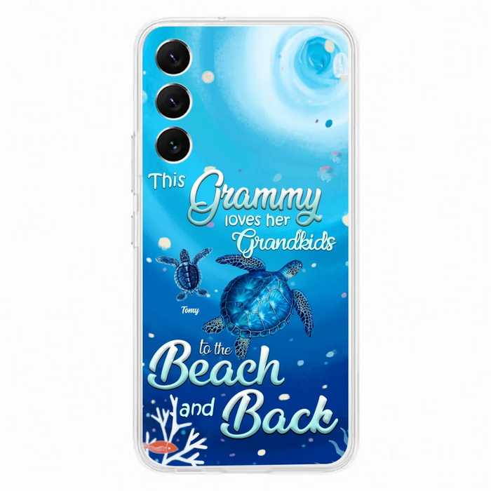 Custom Personalized Grandma Turtle Phone Case - Upto 6 Turtles - This Grammy Loves Her Grandkids To The Beach And Back - For iPhone And Samsung Phone Case - HWDFYR