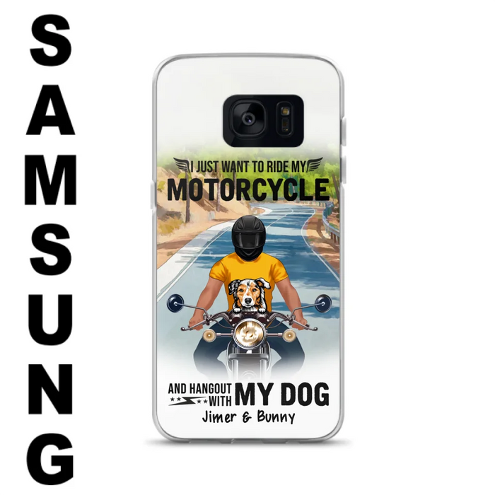 Custom Personalized Dog With Biker Phone Case - Upto 3 Dogs - Gifts For Dog Lover - Hangout With My Dog - Phone Case For iPhone And Samsung