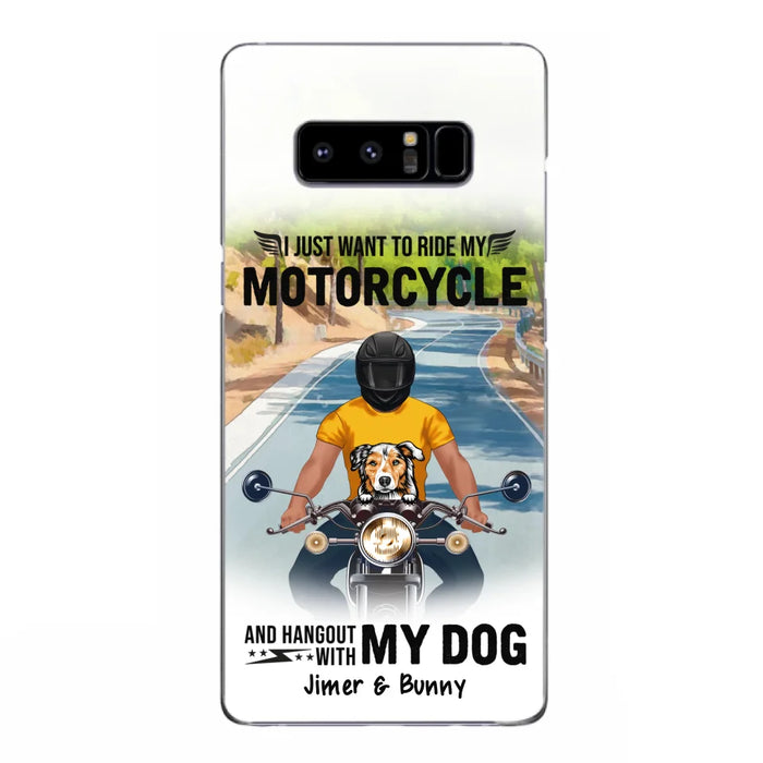 Custom Personalized Dog With Biker Phone Case - Upto 3 Dogs - Gifts For Dog Lover - Hangout With My Dog - Phone Case For iPhone And Samsung