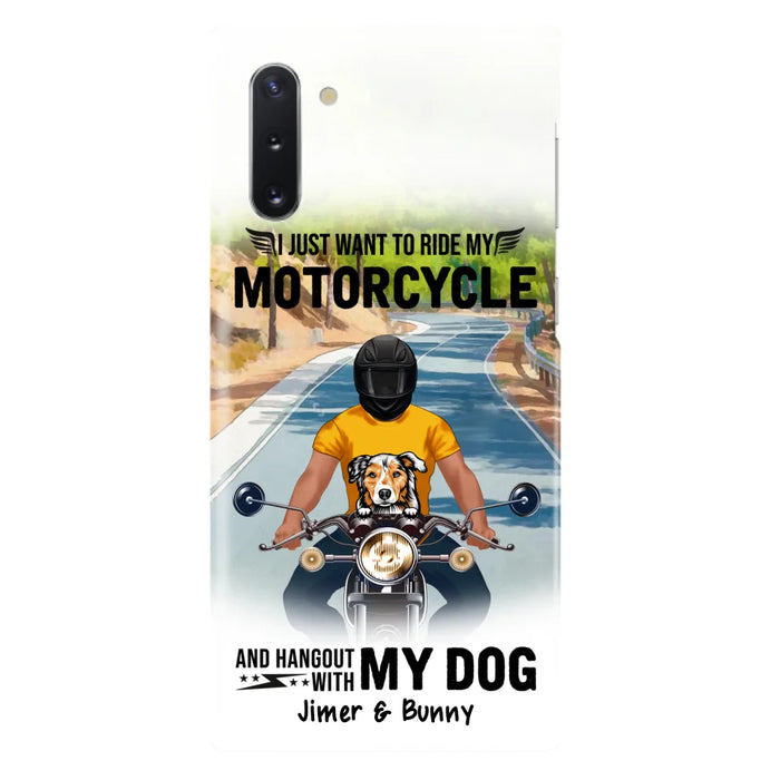 Custom Personalized Dog With Biker Phone Case - Upto 3 Dogs - Gifts For Dog Lover - Hangout With My Dog - Phone Case For iPhone And Samsung