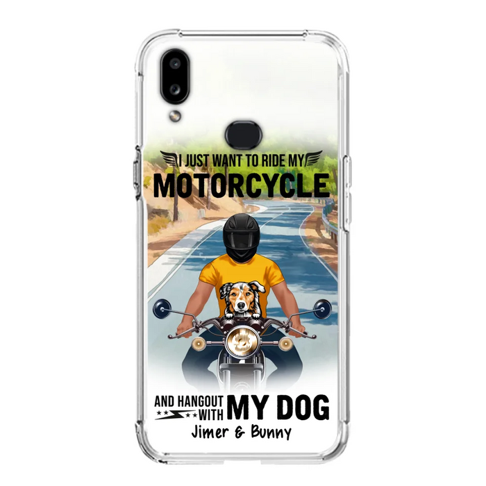 Custom Personalized Dog With Biker Phone Case - Upto 3 Dogs - Gifts For Dog Lover - Hangout With My Dog - Phone Case For iPhone And Samsung