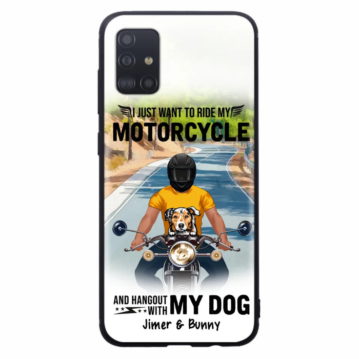 Custom Personalized Dog With Biker Phone Case - Upto 3 Dogs - Gifts For Dog Lover - Hangout With My Dog - Phone Case For iPhone And Samsung