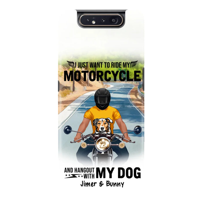 Custom Personalized Dog With Biker Phone Case - Upto 3 Dogs - Gifts For Dog Lover - Hangout With My Dog - Phone Case For iPhone And Samsung