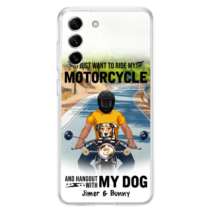 Custom Personalized Dog With Biker Phone Case - Upto 3 Dogs - Gifts For Dog Lover - Hangout With My Dog - Phone Case For iPhone And Samsung