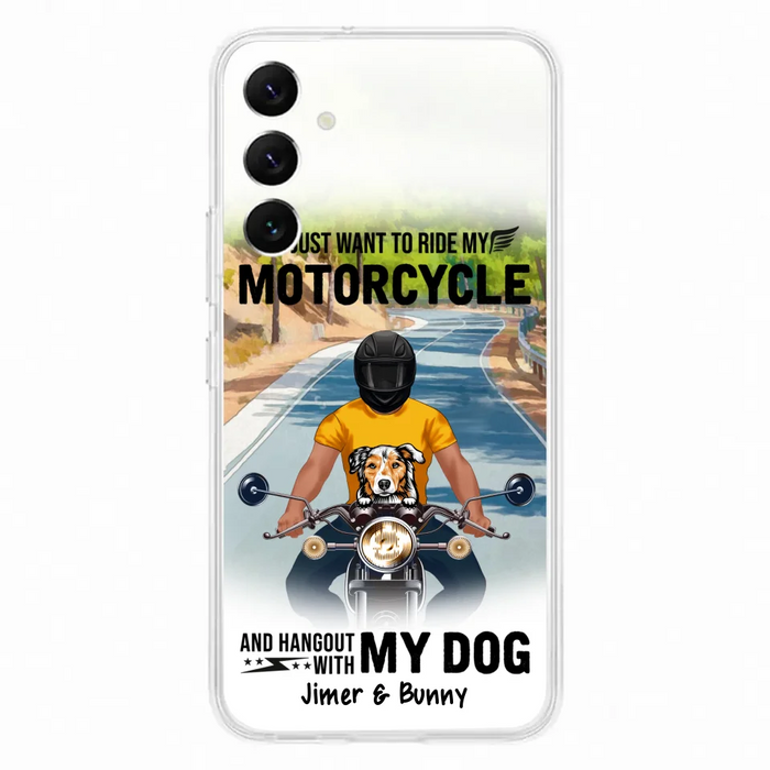 Custom Personalized Dog With Biker Phone Case - Upto 3 Dogs - Gifts For Dog Lover - Hangout With My Dog - Phone Case For iPhone And Samsung