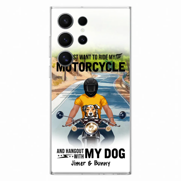 Custom Personalized Dog With Biker Phone Case - Upto 3 Dogs - Gifts For Dog Lover - Hangout With My Dog - Phone Case For iPhone And Samsung