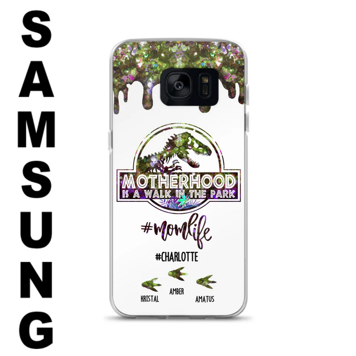 Custom Personalized Mama Dinosaur Phone Case - Best Gift For Mothers - Motherhood Is A Walk In The Park - Phone Case For iPhone And Samsung - 2QCGS1