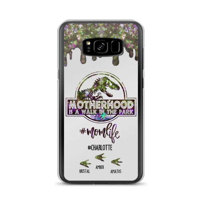 Custom Personalized Mama Dinosaur Phone Case - Best Gift For Mothers - Motherhood Is A Walk In The Park - Phone Case For iPhone And Samsung - 2QCGS1