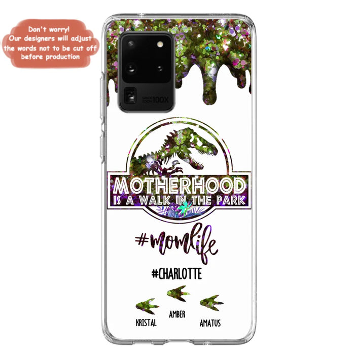 Custom Personalized Mama Dinosaur Phone Case - Best Gift For Mothers - Motherhood Is A Walk In The Park - Phone Case For iPhone And Samsung - 2QCGS1