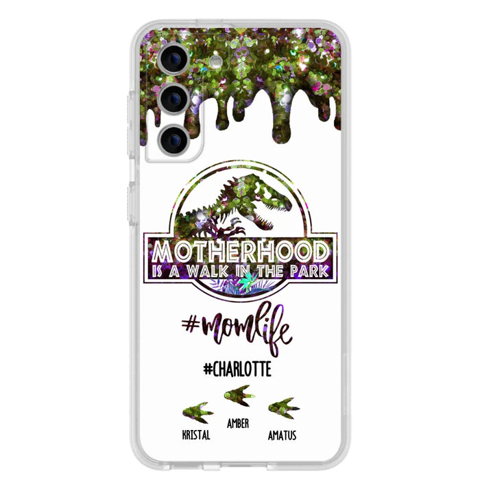 Custom Personalized Mama Dinosaur Phone Case - Best Gift For Mothers - Motherhood Is A Walk In The Park - Phone Case For iPhone And Samsung - 2QCGS1