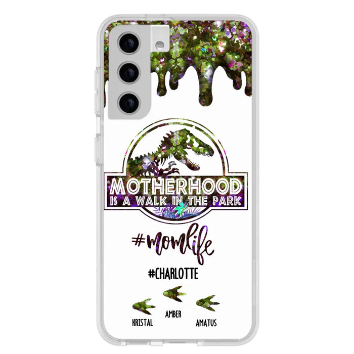 Custom Personalized Mama Dinosaur Phone Case - Best Gift For Mothers - Motherhood Is A Walk In The Park - Phone Case For iPhone And Samsung - 2QCGS1