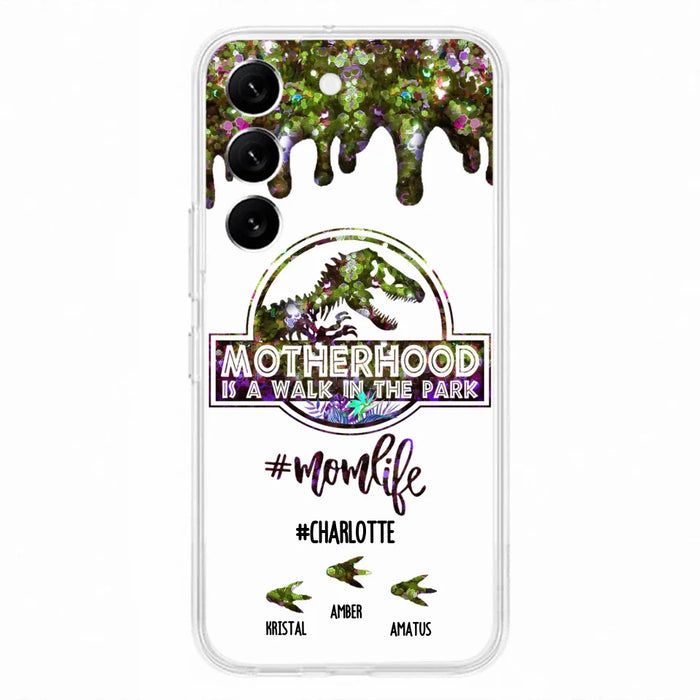 Custom Personalized Mama Dinosaur Phone Case - Best Gift For Mothers - Motherhood Is A Walk In The Park - Phone Case For iPhone And Samsung - 2QCGS1