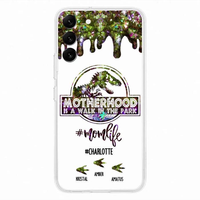 Custom Personalized Mama Dinosaur Phone Case - Best Gift For Mothers - Motherhood Is A Walk In The Park - Phone Case For iPhone And Samsung - 2QCGS1