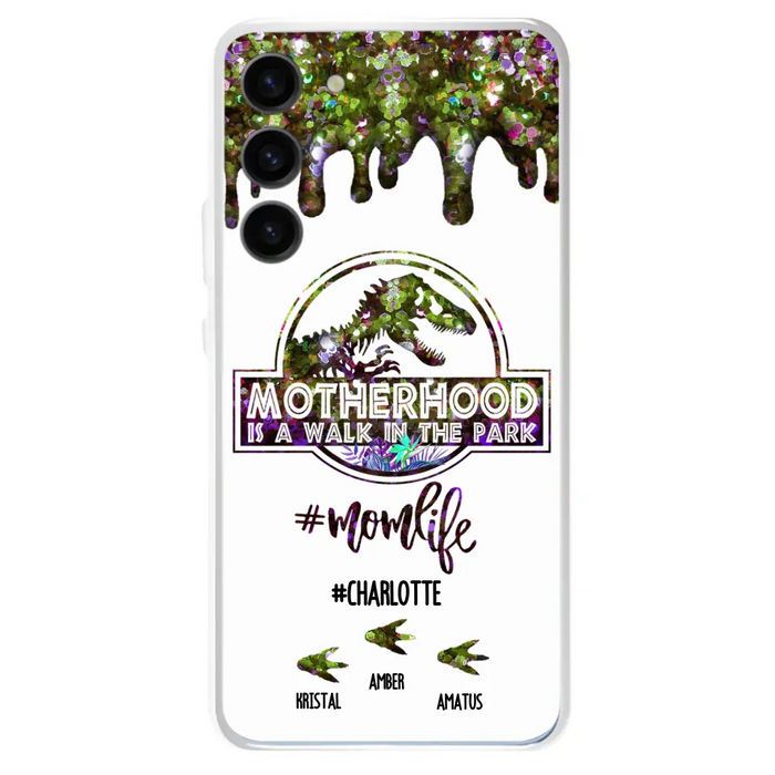 Custom Personalized Mama Dinosaur Phone Case - Best Gift For Mothers - Motherhood Is A Walk In The Park - Phone Case For iPhone And Samsung - 2QCGS1