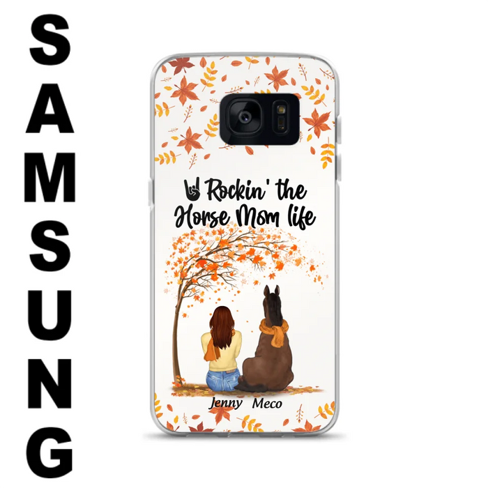 Custom Personalized Horse Mom In Autumn Phone Case - Girl With Upto 3 Horses - Case For iPhone And Samsung