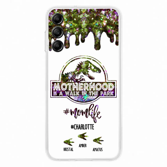 Custom Personalized Mama Dinosaur Phone Case - Best Gift For Mothers - Motherhood Is A Walk In The Park - Phone Case For iPhone And Samsung - 2QCGS1