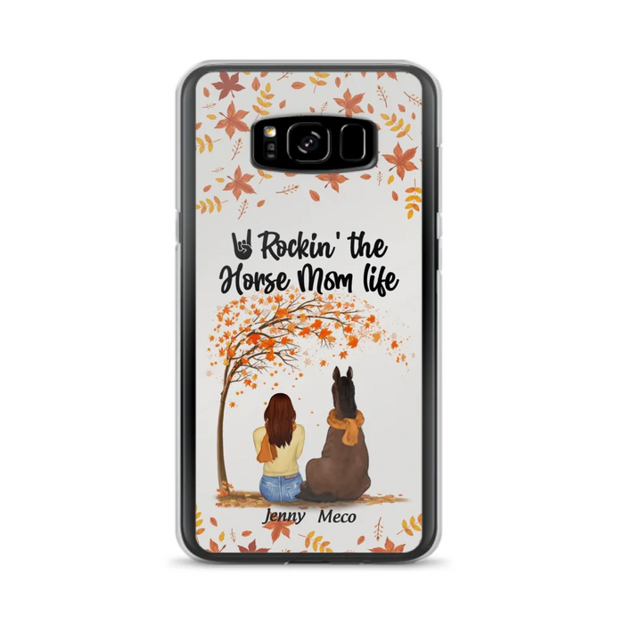 Custom Personalized Horse Mom In Autumn Phone Case - Girl With Upto 3 Horses - Case For iPhone And Samsung