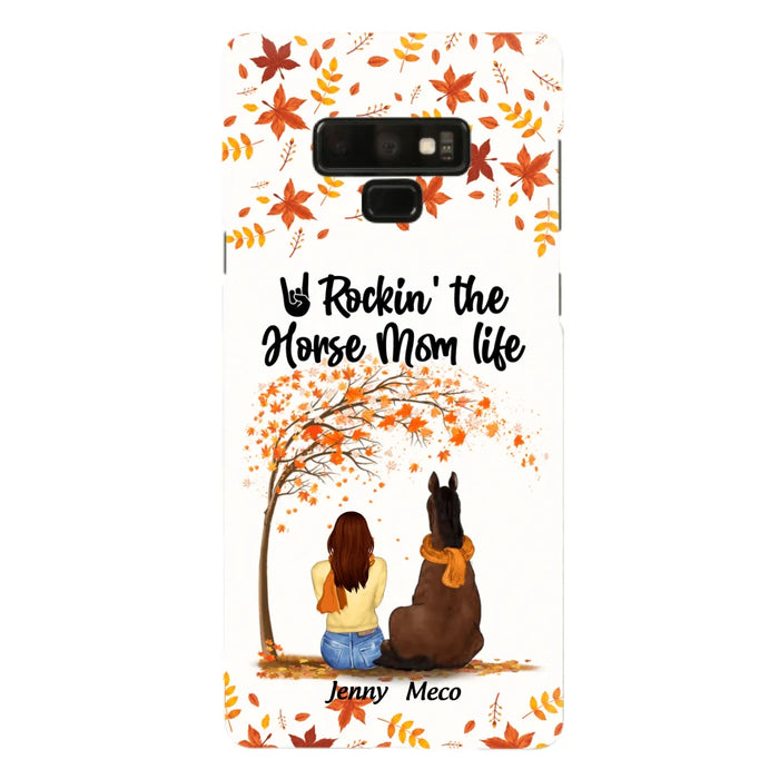 Custom Personalized Horse Mom In Autumn Phone Case - Girl With Upto 3 Horses - Case For iPhone And Samsung