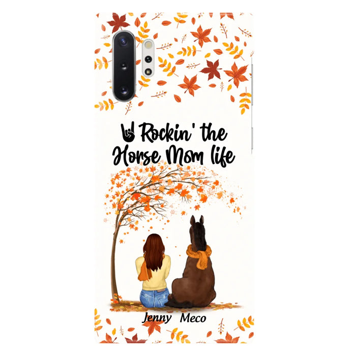 Custom Personalized Horse Mom In Autumn Phone Case - Girl With Upto 3 Horses - Case For iPhone And Samsung