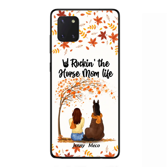 Custom Personalized Horse Mom In Autumn Phone Case - Girl With Upto 3 Horses - Case For iPhone And Samsung